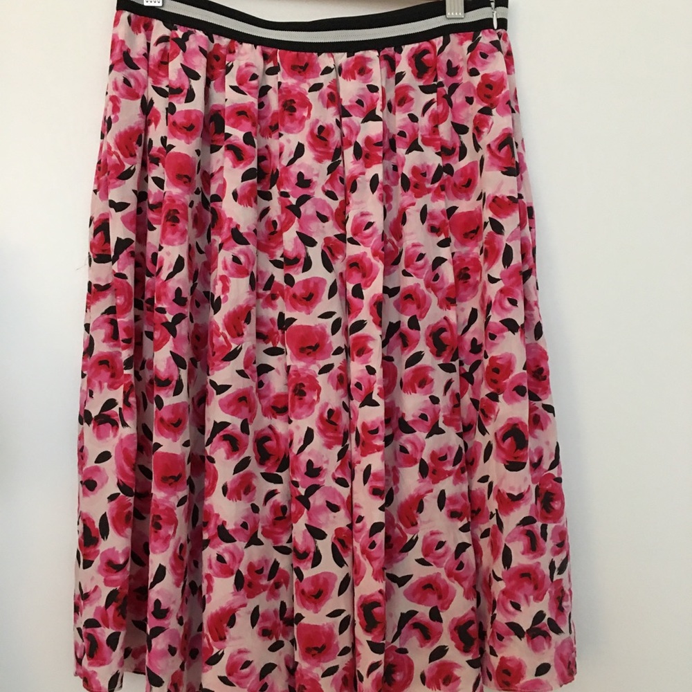Kate Spade silk pink rosette skirt